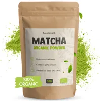 Cupplement Matcha Tee Pulver 90 Gramm Bio - Ohne Bambus Schneebesen &amp; Quirl - Culunary - Starter set - Latte - Besen - Japan - Pulver - Tee