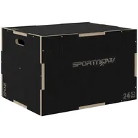 Skakanka SPORTNOW, drewniana skakanka 3 w 1 z uchwytem, platforma plyometryczna do domu, siłowni, czarna