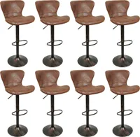 8er Set Barhocker aus Kunstleder,Barstühle Küchenhocker Tresenhocker mit stabilem Metallgestell - Dunkelbraun