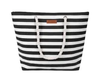Strandtasche Damen Große Badetasche mit Streifen Freizeittasche Sommer Tasche Shopper Bag Einkaufstasche XL Schwarz