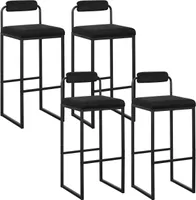 WOLTU Barhocker 4er Set mit Fußstütze, Hochstuhl, Samthocker, aus Metall, Schwarz