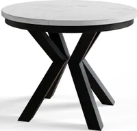 Runder Esszimmertisch LOFT, ausziehbarer Tisch Durchmesser: 100 cm/180 cm, Wohnzimmertisch Farbe: Hellgrau, mit Metallbeinen in Farbe Schwarz