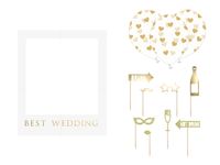Fotobox Requisiten für Hochzeit mit Luftballons 12er Set weiß / gold