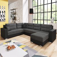 Ecksofa mit Schlaffunktion Bettkasten verstellbare Rückenlehne 2,60x2,01m Sofa Couch Anthrazit Blau- Wohnlandschaft 