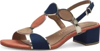 MARCO TOZZI Damen Sandale Textil Sandalette Metallic T-Riemen 2-28230-42, Größe:41 EU, Farbe:Mehrfarbig