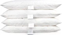 4-er Set | Kopfkissen 80x80 cm | Füllung: 1000 Gramm Daunen | 100% Natur Kissen | Bezug: 100% Baumwolle | Federkissen 80 x 80 cm |
