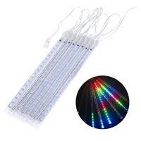 Solárne LED svetlá Maclean, dĺžka 2,4 m, 144 LED diód, 8 rampúšikov RGB, režim padajúcich rampúšikov, Li 800 mAh batéria,