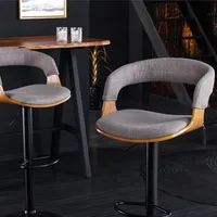 riess-ambiente Retro Barhocker MANHATTAN grau Strukturstoff Massivholz mit Lehne drehbar höhenverstellbar Barstuhl Tresenstuhl Tresenhocker