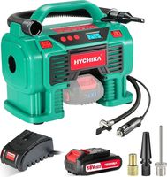 HYCHIKA  Akku Luftkompressor 18V, Auto Luftpumpe, Reifenpumpe mit LCD Display, LED Licht, automatische Abschaltung