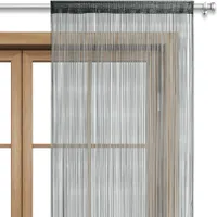 wometo Fadenvorhang Türvorhang Fäden 90x245 dunkelgrau - Stangendurchzug OEKO-TEX kürzbar waschbar uni einfarbig in vielen bunten Farben