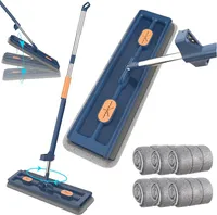 Wischmopp Bodenwischer-Set 360° drehbarer Flachmopp mit auswringfunktion