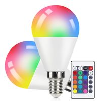 ZMH 2pcs E14 Led Smart Colour Changing Candles Lamp RGB Bulbs 3000k 4W Warm White Dimmable with Remote Control Kolorowa żarówka 16 kolorów 4 tryby dynamiczne