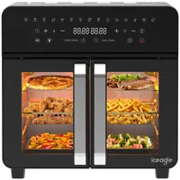 23L horkovzdušná fritéza Mini trouba Fritéza, Emphsism Dvouzónová horkovzdušná fritéza XXL s dotykovým LED displejem 15 programů