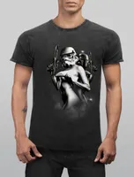 Herren Vintage Shirt Fantasy Sternenkrieger Blockbuster Parodie Printshirt T-Shirt Aufdruck Used Look Slim Fit Neverless® schwarz XXL