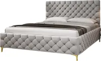 FURMEB24 - FIANO 160 x 200 cm - Skriňová posteľ s podnožou - Čalúnená posteľ s dreveným rámom - Manželská posteľ s vysokým podhlavníkom - Sivá