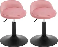 WOLTU Schminkhocker, höhenverstellbar, Bürohocker, Küchenhocker, Drehhocker, Samt, Rosa+Schwarz