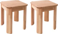 Krok Wood 2x Hocker Berlin aus Massivholz in Buche 35x35x45 cm