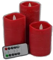 Fhs D49302 LED-Kerzen mit Timer 3er-Set rot 10/12,5/15 cm