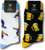 TwoSocks lustige Socken 2er-Set - Bier Socken + Snowboard Socken  Herren Socken lustig  Geschenke für Männer  Einheitsgröße