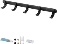 EMKE Haki ścienne Kleiderhaken Aluminiowe haki do szafy Handtuchhaken 5 haków - Schwarz - 448mm