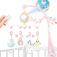 Baby Musik Crib Mobile Babybett mit Timing-Funktion Projektor und Lichtern, hängenden rotierenden Rasseln, Spielzeug für Neugeborene(Rosa)