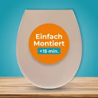 Calmwaters® Premium WC Sitz einfache Montage, Toilettendeckel bis 250 kg,  EU, antibakterieller Duroplast, Absenkautomatik, 2 Montage Optionen, abnehmbar, Klobrille, oval, Beige-Bahamabeige