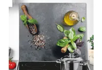 Kesper Multi-Glasschneide/Abdeckplatte Basil 56x50x1,4cm, grau/grün/braun
