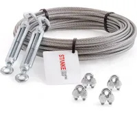 Seilwerk STANKE Rankhilfe Edelstahldrahtseil 40m V4A Edelstahlseil 3mm 7x7, 2x Spannschloss verzinkt M5 Haken+Öse, 4x Bügelformklemme V4A - SET 4