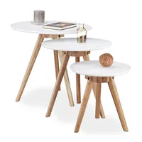relaxdays Beistelltische-Set Holz weiß