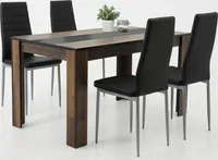 Essgruppe Helene IV  Tisch Oldwood Wendepl. schwarz/weiß, 4x Stuhl schwarz