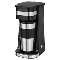 Clatronic KA 3733 Kaffeemaschine für Coffee To Go, inkl. 0,4 Liter Kaffeebecher aus Edelstahl, ideal für Auto, Büro und unterwegs, schwarz