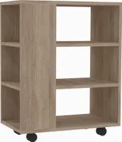 Brüder-Möbel | Biurko na drukarkę na kółkach, 60x70x35 cm - dąb sonoma, mobilny kontener z 3 półkami, biurko na drukarkę na kółkach, do biura
