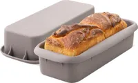 GOURMEO Silikon Backform rechteckig groß - Kastenform zum Backen für Kuchen und Brote u.a. Toastbrot - Kastenbackform mit Antihaftbeschichtung - 30cm lang - Brotbackform in Grau