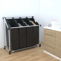vidaXL Třídič prádla se 4 přihrádkami v černé barvě