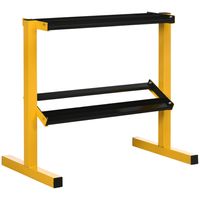 SPORTNOW Hantelständer, 2-Stufige Kurzhantelablage, Hantelablage bis 270 kg Belastbar, Gewichtshalter für Gewichtheben, Krafttraining, Stahl, Gelb, Schwarz, 92,5 x 50,5 x 80,5 cm