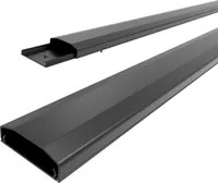conecto Kabelkanal mit 3M Klebeband selbstklebend selbsthaftend zum Kleben oder Schrauben aus hochwertigem PVC (Länge 100cm, Breite 6cm, Höhe 2cm) schwarz