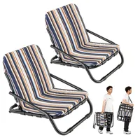 COSTWAY 2er Set Strandstühle, Campingstühle klappbar mit Kissen, schnelltrocknende Baumwolle, niedriger Rückenlehne & Schultergurten