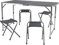 Kempingový stôl Camp Active - Kempingový stôl so 4 stoličkami - skladací - ľahký - kompaktný - stabilný - sivý