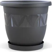 Plastard Blumentopf Capri Ø 21 cm Anthrazit  mit Untersetzer - Pflanzkübel