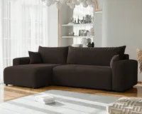 Gepolstertes Ecksofa PIANO XL mit Schlaffunktion und Bettkasten L-Form Ottomane Universal Schlafsofa Braun Poso 06