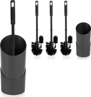 Hausfelder Toilettenbürste WC Basic Set - WC-Bürste schwarz mit 2 Ersatzbürsten - Toilettenbürste mit Kantenreiniger
