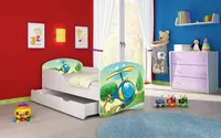ACMA I Jugendbett Kinderbett Junior-Bett Komplett-Set mit Matratze Lattenrost Weiß 35 Hubschrauber 180x80 + Bettkasten