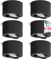 6 Stück linovum LED Aufbauspot SMOL schwarz - flach & schwenkbar - Aufputzleuchte Deckenspot inkl LED Modul 4W warmweiß 230V