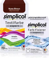 Simplicol Textilfarbe expert Nuss-Braun 150g & Farb-Fixierer Expert 90ml