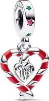 Pandora 792822C01 Charm-Anhänger Doppelte Zuckerstange Herz Weihnacht Silber