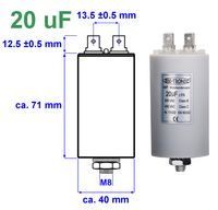 Kondensator Anlaufkondensator Motorkondensator Arbeitskondensator MKP 20µF 450V