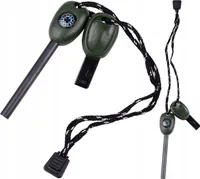 Dominator Magnesium Feuerstein  mit Kompass Signalpfeife Olive