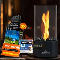 GLANZFEUER® Tischkamin -PremiumEthanol Tischkamin Tischfeuer Outdoor & Tischfeuer Indoor - Hochwertiger Bioethanol Tischkamin Outdoor Tisch Feuer