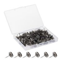 kwmobile 100x Reißzwecken flacher Kopf - Pinnadeln in schwarz transparent - Reißnägel Stecknadeln aus Kunststoff für Pinnwand - 100 Stk Heftzwecken Set - Pins mit Aufbewahrungsbox kwmobile 100x Reißzwecken flacher Kopf - Pinnadeln in schwarz transparent - Reißnägel Stecknadeln aus Kunststoff für Pinnwand - 100 Stk Heftzwecken Set - Pins mit Aufbewahrungsbox