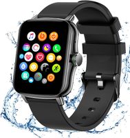 Smartwatch mit Bluetooth Anruffunktion, IP67 Wasserdicht Fitness Tracker Uhr,für iOS und Android,Schwarz